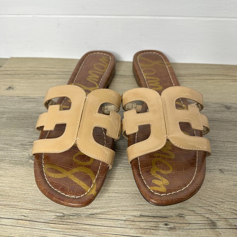 Sam Edelman Bay Sandals slide tan slip on patent classic summer spring shoes 9.5 - Picture 2 of 11
